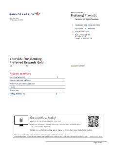 Justificante de saldo del Bank of America