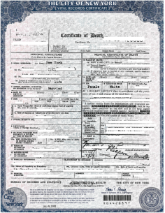 Certificado de defunción + Apostilla