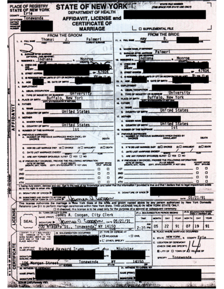 Certificado de matrimonio