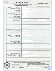 Certificado de defunción + Apostilla