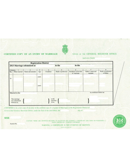 Certificado de matrimonio